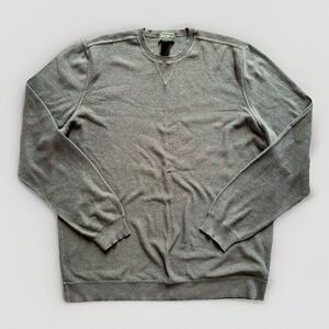 Eddie Bauer Mens Crew Neck Sweater Khaki Green Pima Cotton Size Large Tall